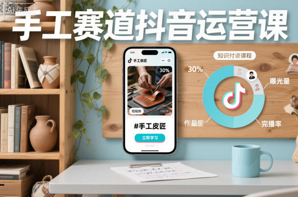 手工赛道抖音运营课，手工赛道流量运营-水滴知识网