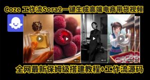coze智能体sora2一键生成电商带货高端视频工作流保姆级拆解教程,无需剪辑,无需拍摄-水滴知识网