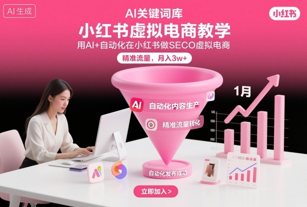 小红书虚拟电商项目,用AI+自动化在小红书做SEO虚拟电商,精准流量,月入3w+-水滴知识网