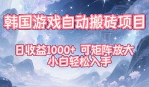 韩国游戏自动搬砖项目,日收益1k+,可矩阵放大,小白轻松入手【揭秘】-水滴知识网