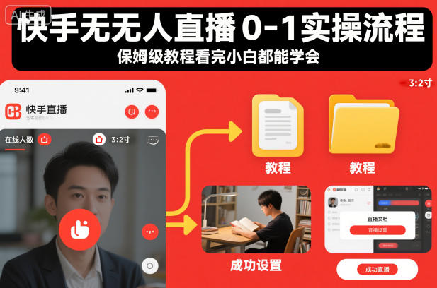 快手无人直播0-1实操流程，保姆级教程看完小白都能学会-水滴知识网