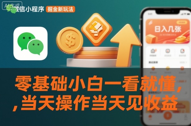 微信小程序掘金新玩法,日入几张,零基础小白一看就懂,当天操作当天见收益【揭秘】-水滴知识网