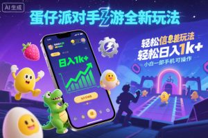 蛋仔派对手游全新玩法，轻松日入1k+，风口信息差玩法，当天见收益，小白一部手机可操作-水滴知识网
