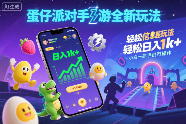蛋仔派对手游全新玩法，轻松日入1k+，风口信息差玩法，当天见收益，小白一部手机可操作-水滴知识网