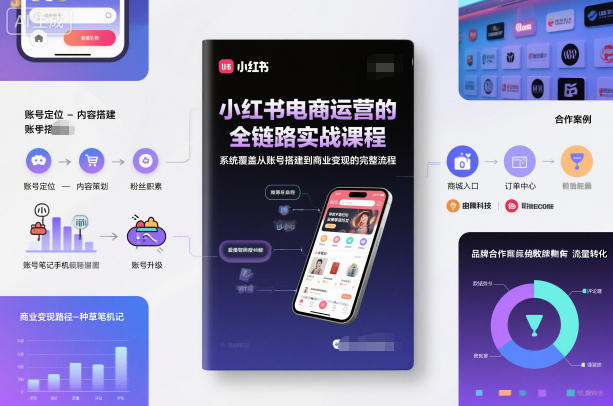 小红书电商运营的全链路实战课程,系统覆盖从账号搭建到商业变现的完整流程-水滴知识网