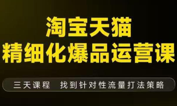 淘宝天猫精细化爆品运营(9月12-14杭州线下课),全方位拆解爆品打造逻辑【音频+字幕+文档】-水滴知识网