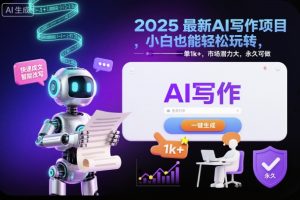 2025最新AI写作项目，小白也能轻松玩转，一单1k+，市场潜力大，永久可做-水滴知识网