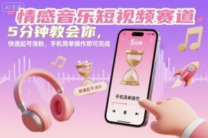 情感音乐短视频赛道,5分钟教会你,快速起号涨粉,手机简单操作即可完成-水滴知识网