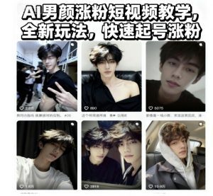 AI男颜涨粉短视频教学,全新玩法,快速起号涨粉-水滴知识网