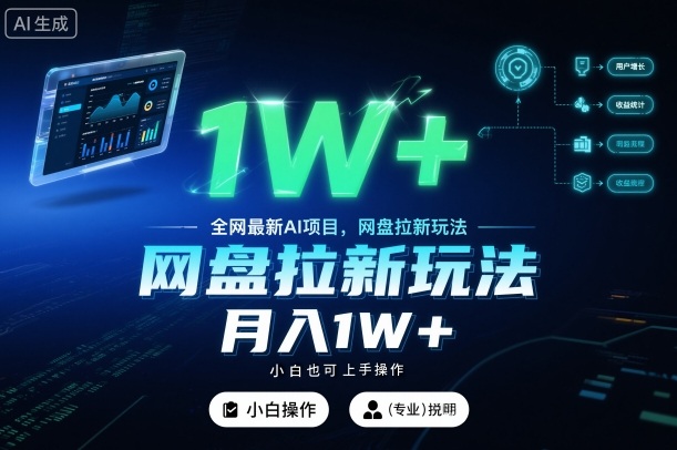 全网最新AI项目,网盘拉新玩法,小白也可上手操作,月入1W+【揭秘】-水滴知识网