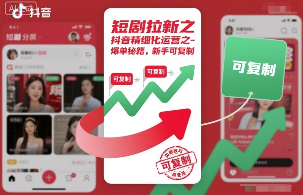 短剧拉新之抖音精细化运营之爆单秘籍，新手可复制-水滴知识网