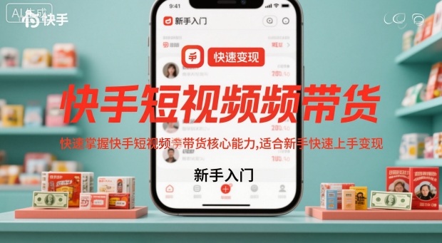 快手短视频带货，快速掌握快手短视频带货核心能力，适合新手快速上手变现-水滴知识网