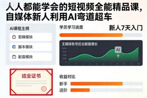 人人都能学会的短视频全能精品课,自媒体新人利用AI弯道超车-水滴知识网