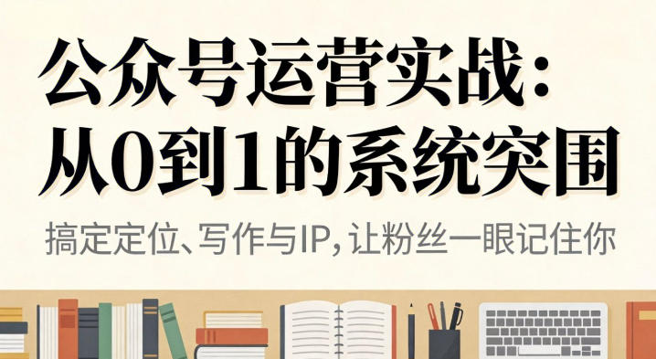 公众号运营实战，从定位到变现的全流程，从0到1的系统突围-水滴知识网
