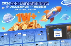 2026年全新蓝海赛道AIGC漫剧从0到1全能变现课，每天1—2小时，月入过1W-水滴知识网