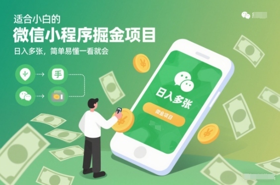 适合小白的微信小程序掘金项目，日入多张，简单易懂一看就会【揭秘】-水滴知识网
