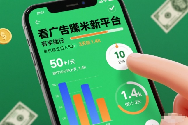 看广告賺米新平台,有手就行,单机稳定日入50+,操作10分钟上手,3天搞了1.4k【揭秘】-水滴知识网