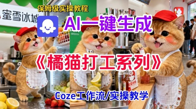 Coze扣子工作流一键生成胖橘猫打工短视频，保姆级实操搭建教学-水滴知识网