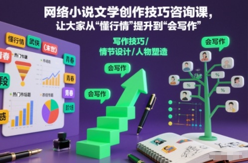 网络小说文学创作技巧咨询课,让大家从“懂行情”提升到”会写作”的高度-水滴知识网