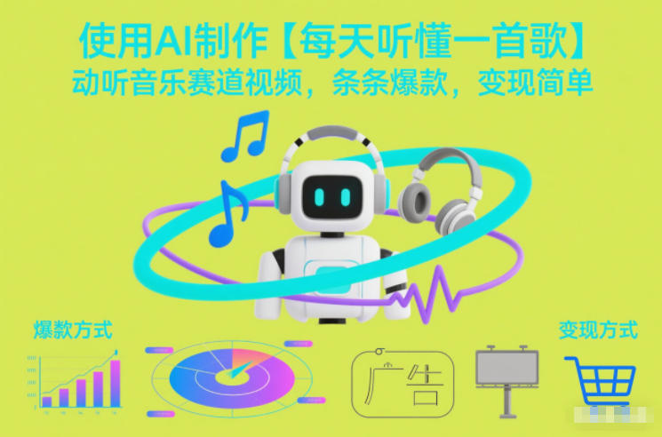 使用AI制作【每天听懂一首歌】动听音乐赛道视频，条条爆款，变现简单-水滴知识网