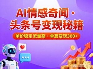 头条号做AI情感奇闻内容，单价稳定流量高，一篇变现3张-水滴知识网