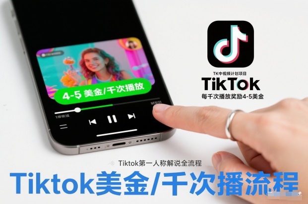 TK中视频计划项目，Tiktok第一人称解说流程，每干次播放奖励4-5美金-水滴知识网