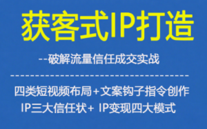获客型IP打造,破解流量信任成,四类短视频布局+文案钩子指令创作IP三大信任状+IP变现四大模式-水滴知识网