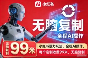 小红书暴力玩法，全程AI操作，每个定制收费99米，无脑复制-水滴知识网
