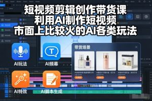 短视频剪辑创作带货课,利用AI制作短视频,市面上比较火的AI各类玩法-水滴知识网