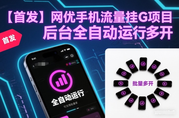 【首发】网优手机流量挂G项目，后台全自动运行，可无限批量多开【揭秘】-水滴知识网
