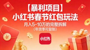 【暴利项目】小红书春节红包玩法月入5W的完整拆解（年货季可复制）-水滴知识网