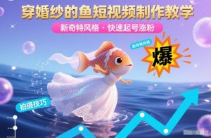 穿婚纱的鱼短视频制作教学,新奇特风格,快速起号涨粉-水滴知识网