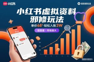 小红书虚拟资料邪修玩法,单价68,轻松入账3W,信息差玩法,市场庞大-水滴知识网
