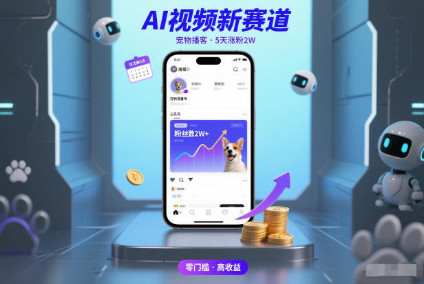 AI视频新赛道，宠物播客仅注册5天涨粉2W，收益非常可观-水滴知识网