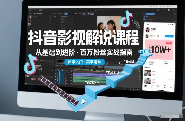 抖音百万粉丝影视解说课程,基础到进阶课,适合新手和进阶学习-水滴知识网
