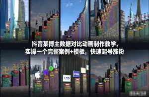 抖音某博主数据对比动画制作教学,实操完整案例+模板,快速起号涨粉-水滴知识网