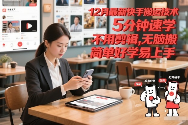 12月最新快手搬运技术，5分钟速学，不用剪辑无脑搬，简单好学易上手-水滴知识网