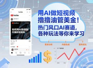 用AI做短视频撸油管美金,热门风口AI赛道,你不做我做,各种玩法等你来学习-水滴知识网