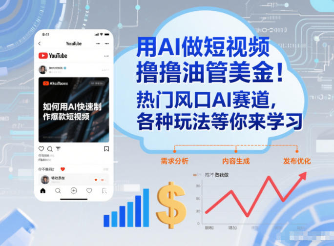 用AI做短视频撸油管美金,热门风口AI赛道,你不做我做,各种玩法等你来学习-水滴知识网