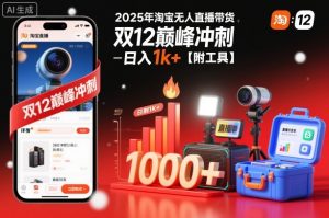 2025年淘宝无人直播带货，冲刺双12，日入1k+【附工具】【揭秘】-水滴知识网