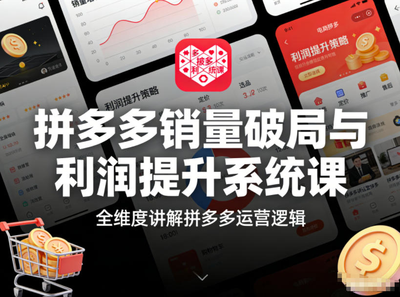 拼多多销量破局与利润提升系统课,全维度讲解拼多多运营逻辑-水滴知识网