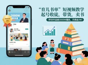 育儿书单短视频教学，起号收徒，带货，卖书（带货作品破2000W播放，月佣金2W）-水滴知识网