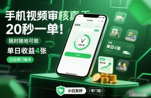 手机视频审核真香!20秒一单,随时随地可做,单日收益4张,小白零门槛冲【揭秘】-水滴知识网