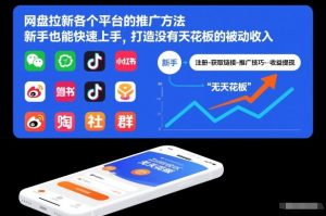 网盘拉新各个平台的推广方法，新手也能快速上手，打造没有天花板的被动收入-水滴知识网
