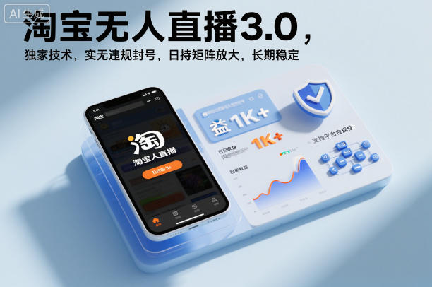 淘宝无人直播3.0，独家技术，实无违规封号，日收益1k+，支持矩阵放大，长期稳定【揭秘】-水滴知识网