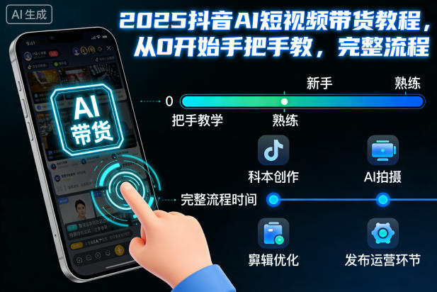 2025抖音AI短视频带货教程,从0开始手把手教,完整流程-水滴知识网