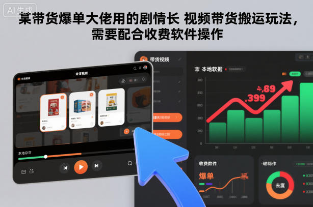 某带货爆单大佬用的剧情长视频带货搬运玩法，需要配合收费软件操作-水滴知识网