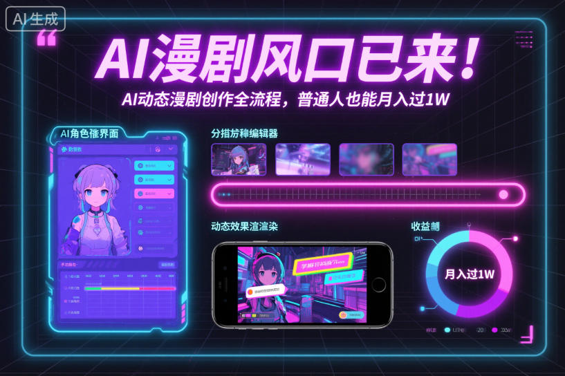 AI漫剧风口已来！AI动态漫剧创作全流程，普通人也能月入过1W-水滴知识网