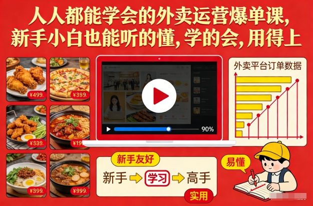 人人都能学会的外卖运营爆单课，新手小白也能听的懂，学的会，用得上-水滴知识网