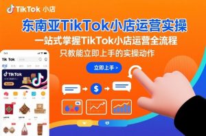东南亚TikTok小店运营实操,一站式掌握TikTok小店运营全流程,只教能立即上手的实操动作-水滴知识网